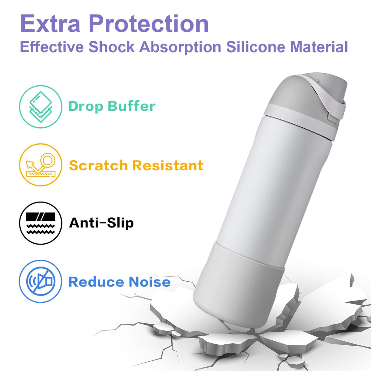Airboat 2PCS Silicone Water Bottle Boot for Owala 24oz, Protective Bottom Bumper Anti-Slip Sleeve for FreeSip, Twist, and Flip Stainless Steel Bottles, Dishwasher Safe and BPA Free