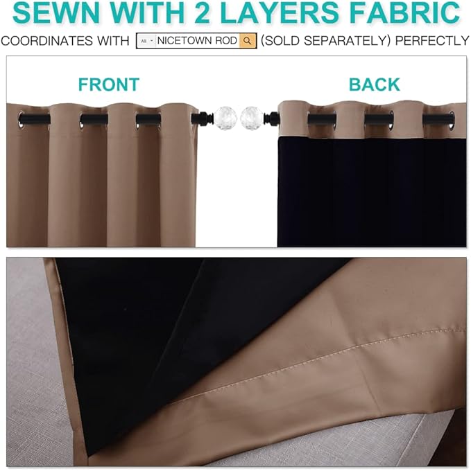 NICETOWN Total Blackout Panels for Nursery, Super Soft, Heavy Duty and Thick