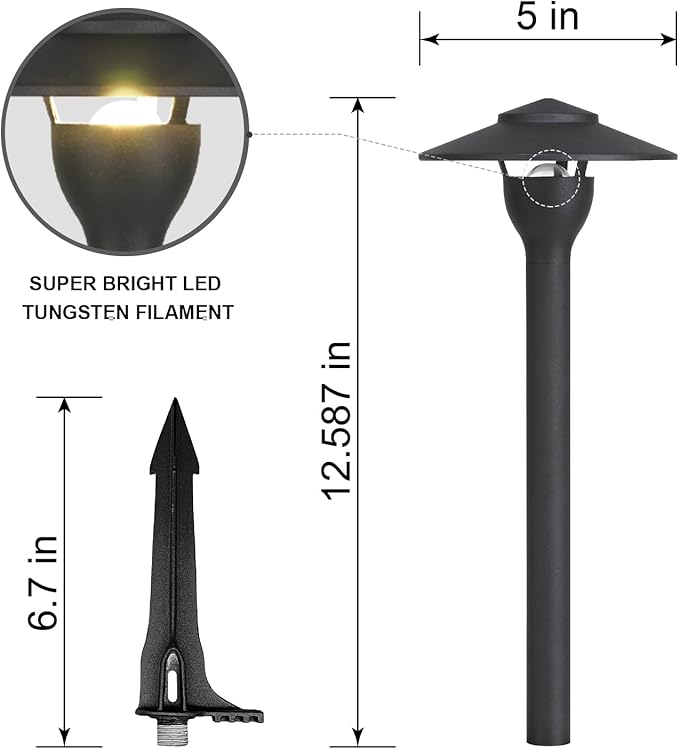 Low Voltage Pathway Lights LED Landscape Lights, 4.5W 12V AC/DC, 3000K Warm White, Cast-Aluminum, IP65 Waterproof, ETL Listed, for Yard, Walkway, Garden, 4 Pack