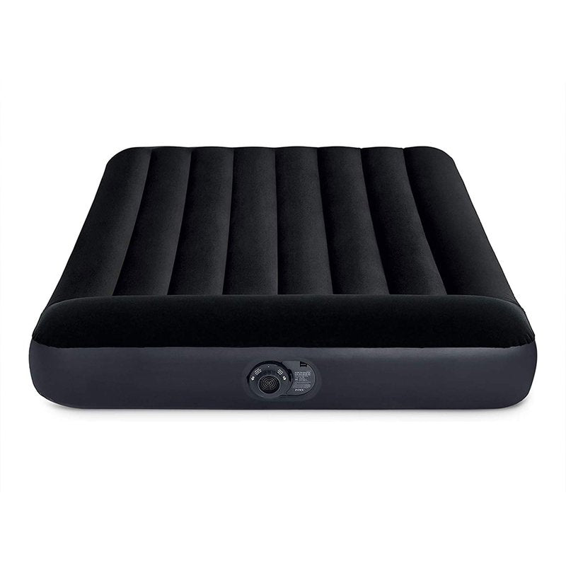 INTEX 64147ED Dura-Beam Standard Pillow Rest Air Mattress: Fiber-Tech – Full Size – Built-in Electric Pump – 10in Bed Height – 600lb Weight Capacity