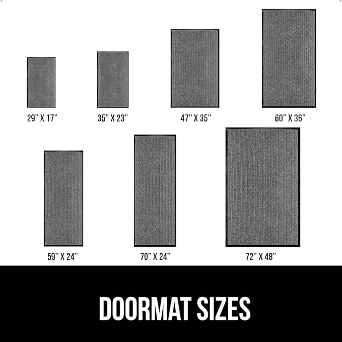GORILLA GRIP Traffic Guard Door Mat, 59x24, Heavy Duty Welcome Mats, Commercial Office Space Doormat, Waterproof, Fade Resistant, Strong Rubber Backing, Low Profile, Shoe and Boot Scraper, Light Gray