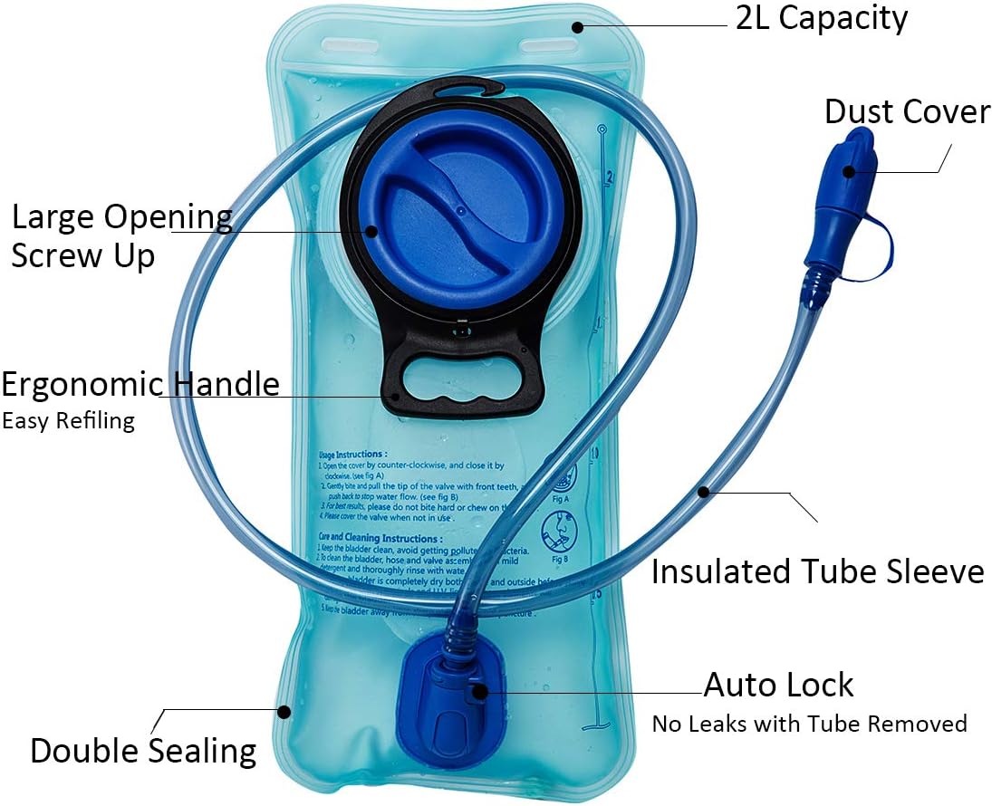 Outdoor Hydration Bladder, 2 Liter Leak Proof Water Bladder, Water Reservoir for Hydration Pack