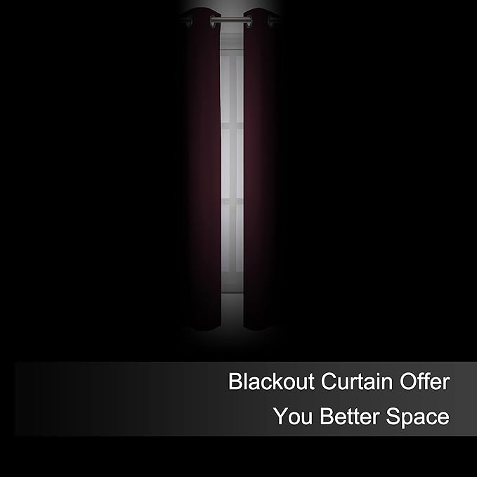 LEMOMO Blackout Curtains 52 x 45 inch/Burgundy Red Curtains Set of 2