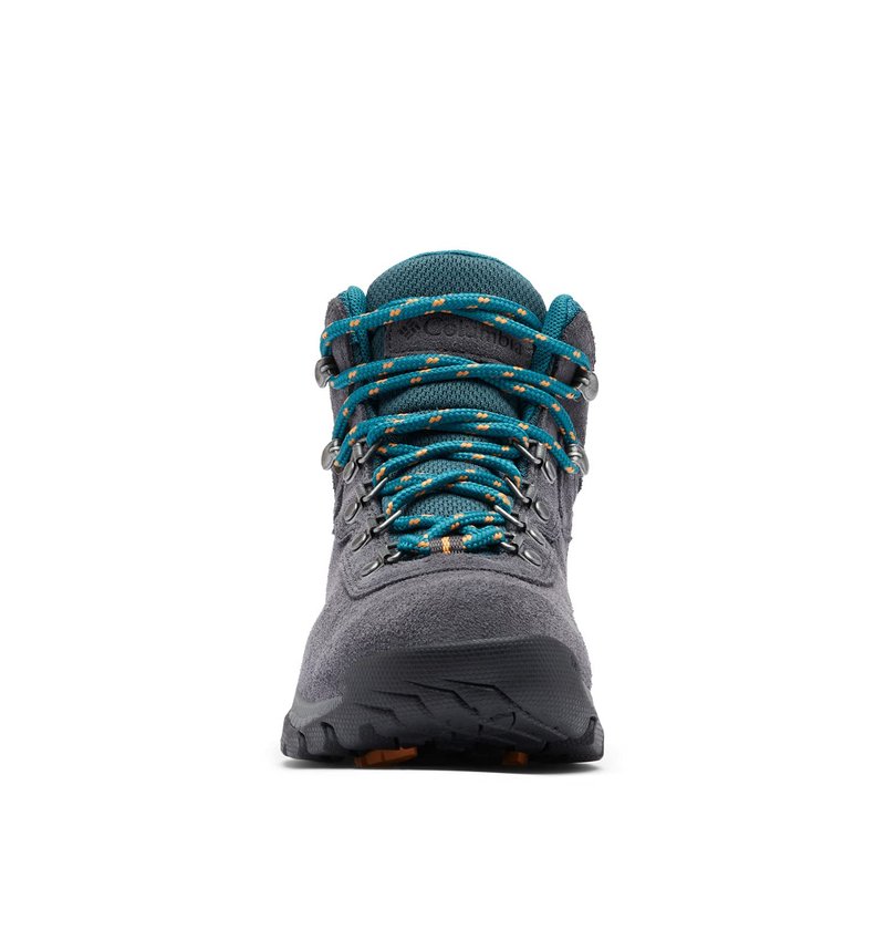 Columbia Womens Newton Ridge Plus Waterproof Amped, Shark/River Blue, 6 Wide