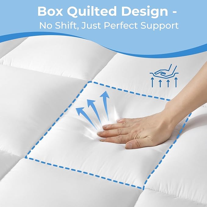YUGYVOB King Mattress Topper - 600GSM Extra Thick Cooling & Breathable Mattress Pad with Deep Pocket 8"-21" & Soft Down Alternative Filling, White