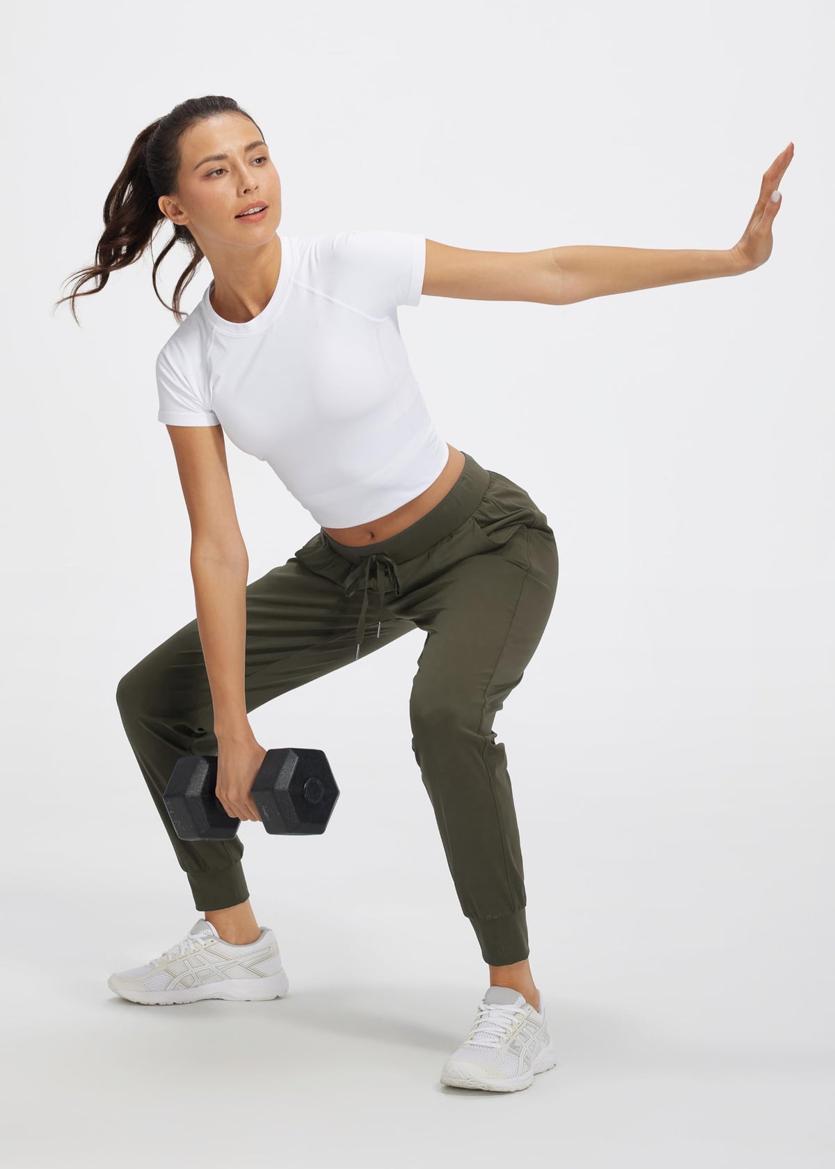 Libin Joggers for Women Tall/Regular/Petite Dance Sweatpants Athletic Workout Trousers Yoga Pants Tapered Casual Teacher Pants for Gym Golf Work Cloths, Olive Green L