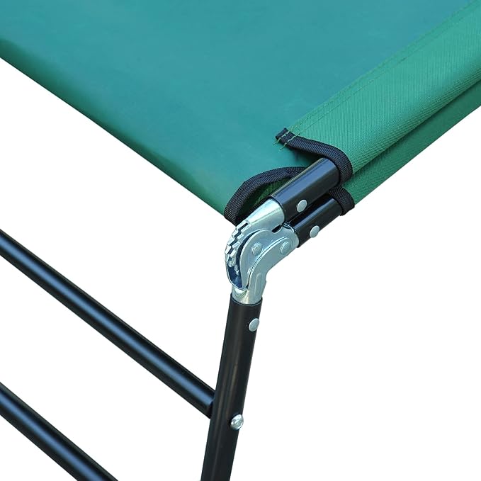 Outsunny Folding Chaise Lounge Pool Chairs, Outdoor Sun Tanning Chairs with 5-Level Reclining Back, Steel Frame for Beach, Yard, Patio, Green
