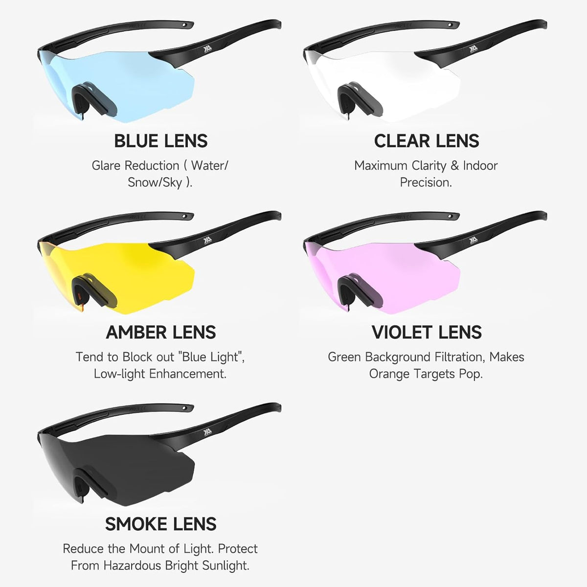 Xaegistac Safety Glasses - Anti-Fog Shooting Glasses with Wide Field of View & Soft Nose Pad | Ideal for Hunting & Airsoft