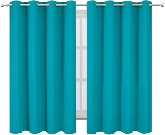 LEMOMO Blackout Curtains 66 x 54 Inch Long Teal Curtains Set of 2 Panels Room