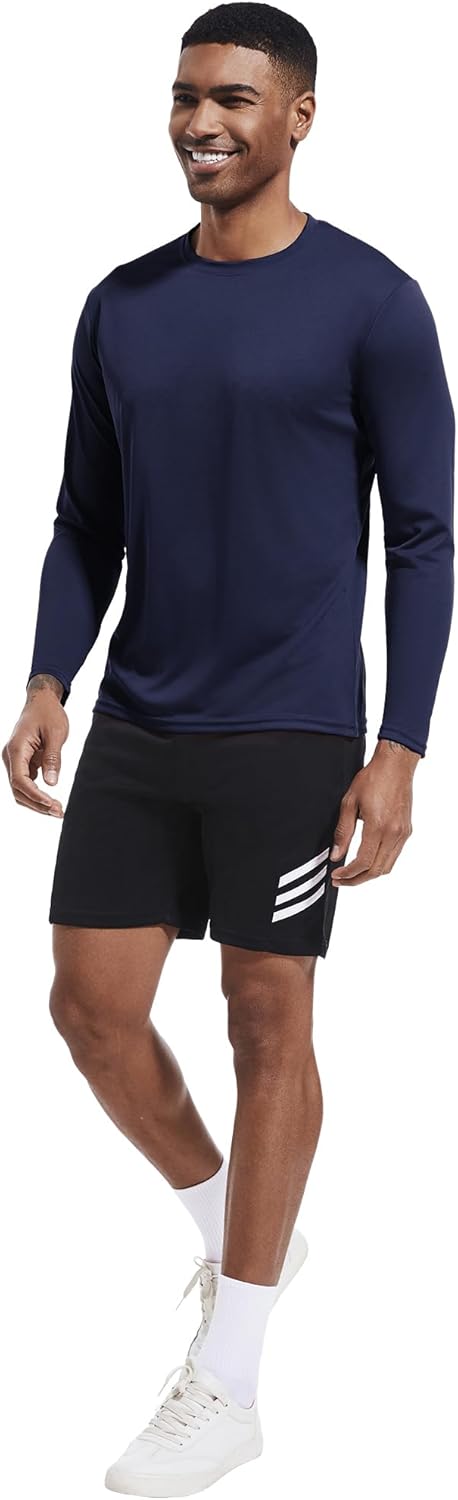 OYGSieg Long Sleeve Shirts for Men - Moisture-Wicking UPF SPF Sun Protection Workout Tees | 6 Pack