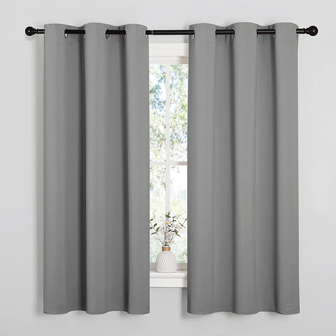 NICETOWN Silver Grey Thermal Insulated Grommet Blackout Curtains, Kids Window
