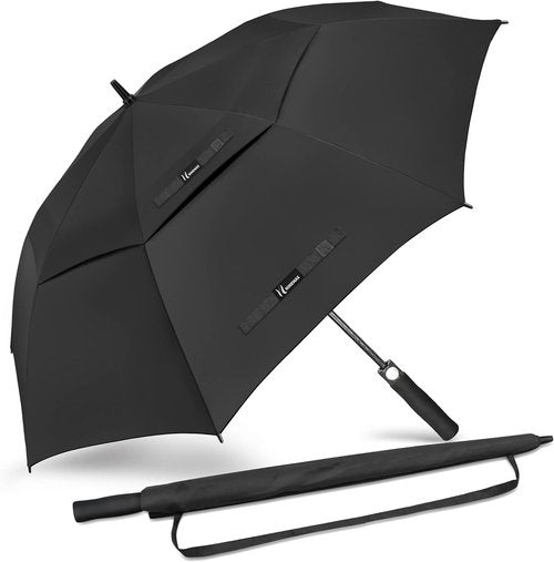 NINEMAX Golf Umbrella - Large 62-Inch Automatic Open Double Canopy | Windproof & Waterproof Design