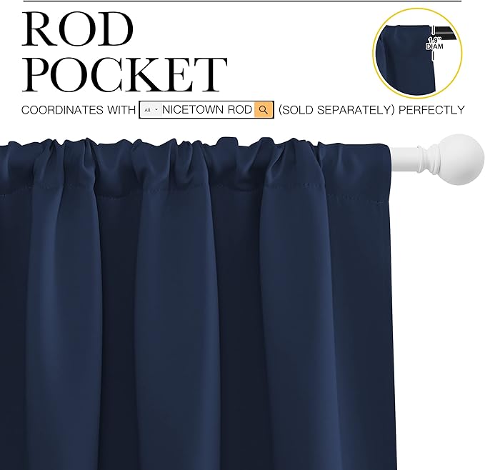 NICETOWN Navy Curtains Blackout Draperies