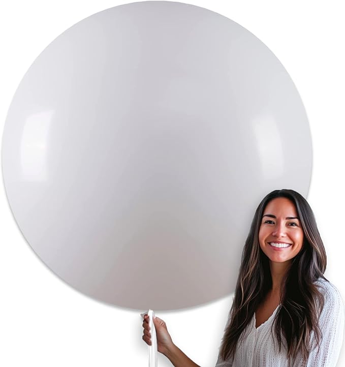 PartyWoo White Balloons 4pcs 36 Inch Extra Large Big Jumbo Giant Matte White Latex Helium Balloons for Wedding Bridal Graduation Engagement Baby Shower Birthday Tea Party Decorations White-Y13