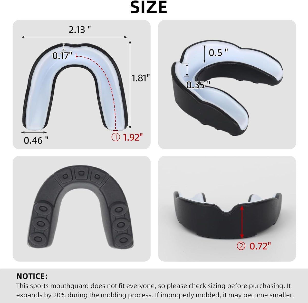 Skiennix 6 Pack Sports Mouthguard - Kids & Youth Protective Gear with Case for Boxing, MMA, Hockey, Soccer, Basketball | Size L