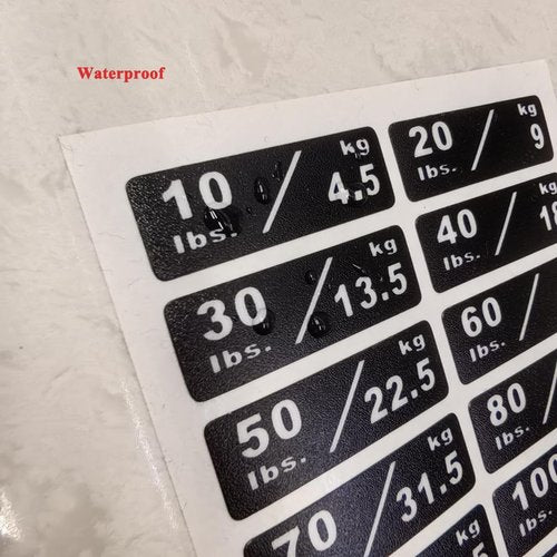 10-260lbs/4.5-117kg Weight Stack Labels Custom Weight Plate Stickers Gym Equipment Sticker Fitness Equipment Stickers