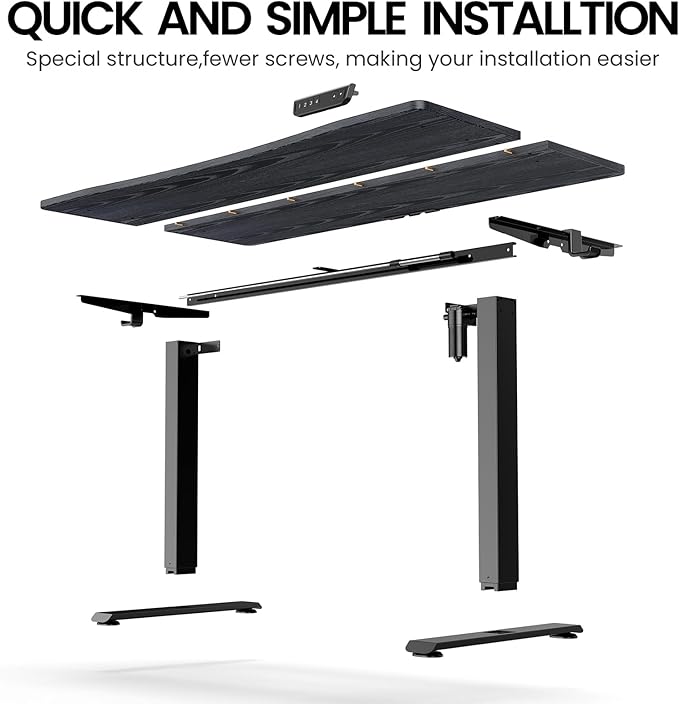 Veken 55 x 28 Inch Electric Standing Desk with Adjustable Height, Sit to Stand Computer Table for Study, Work or Gaming, Home Office Desk Black