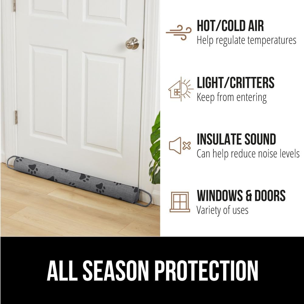 GORILLA GRIP Door Draft Stopper for Bottom of Doors, Weather Stripping Seal Blocks Hot Air, Noise, Bugs, Keeps Cold AC in, Sound Proofing Easy Install Gap Filler, Home Essentials, 36 Inch, Paws