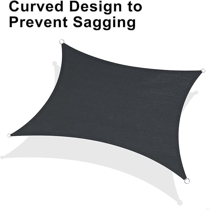 LOVE STORY Sun Shade Sail, 10' x 20' Graphite Grey Rectangle Canopy Shades for Outdoor Patio Shading, UV Block Sunshade Cover