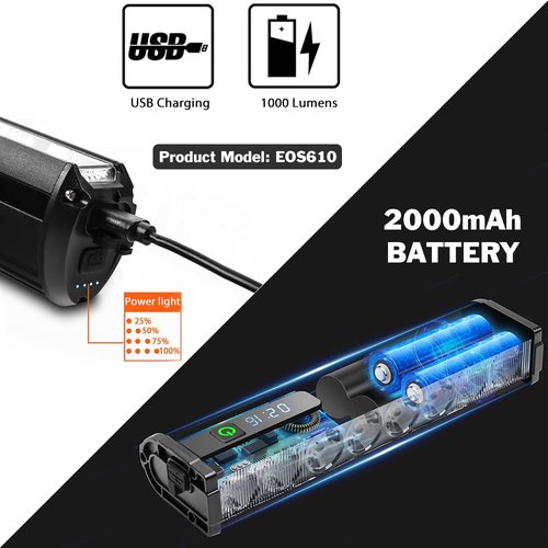 Best Bright Bike Light for Night Riding, 3250 Lumen Bicycle Light High Beam Low Beam, Rechargeable Bicycle Headlight Set, Waterproof Bike Headlight (1000Lumen)