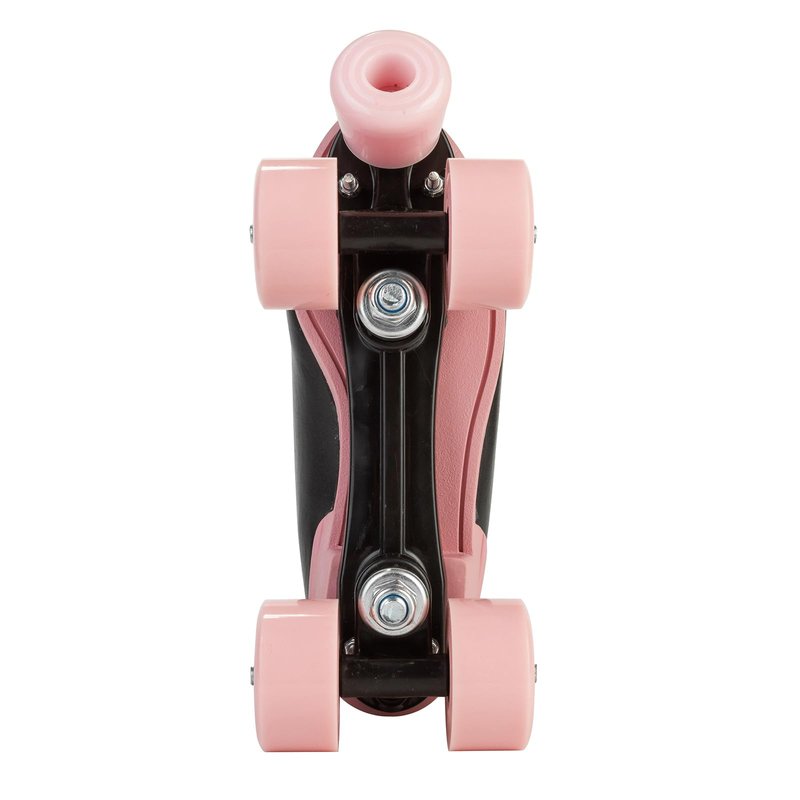 XUDREZ Roller Skates for Girls, Black PU Leather with Pink Light Up Wheels, Indoor Outdoor, Size 37-US Women 6, Youth 5