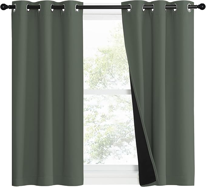 NICETOWN 100% Blackout Curtains 40" Long, Pair of Energy Smart & Noise Blocking