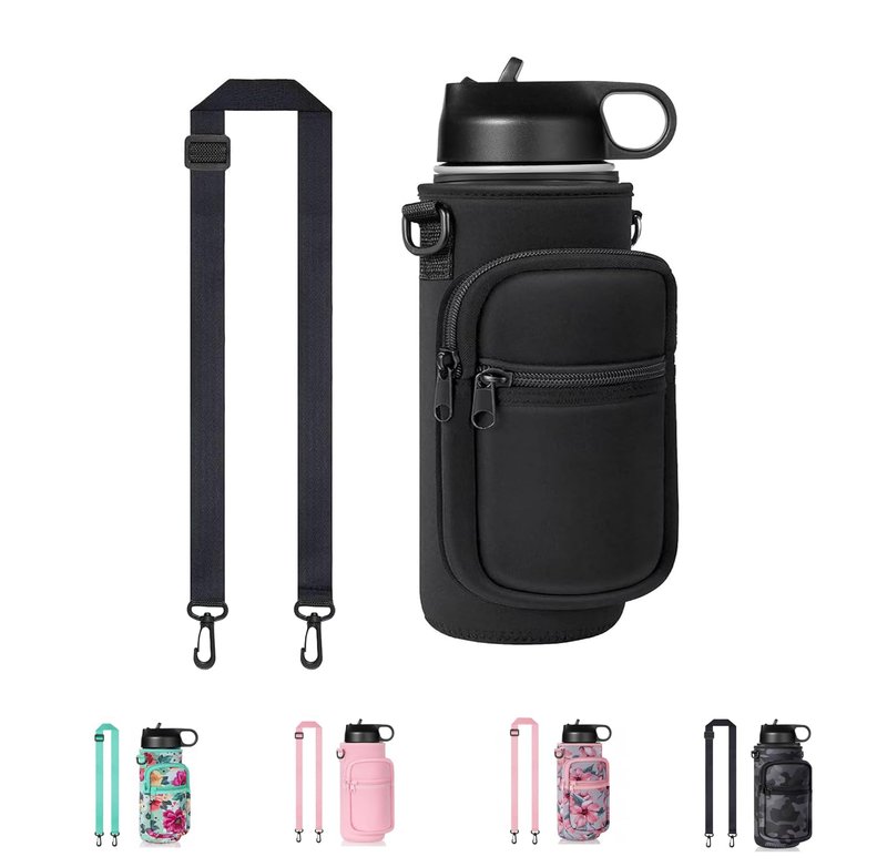Water Bottle Holder with Strap, 32/40 oz Insulated Water Bottle Sling Bag Crossbody, Water Bottle Carrier Bag with Phone Pocket and Small Pocket for Walking Hiking Camping Fishing(3.34"W * 7.87"H)