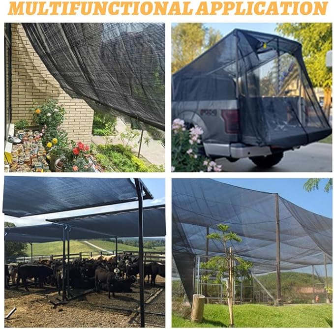 Cool Area 55% 8x10ft Sunblock Shade Cloth Cover Mesh UV Resistant Net for Garden Flower Plant Greenhouse, Black