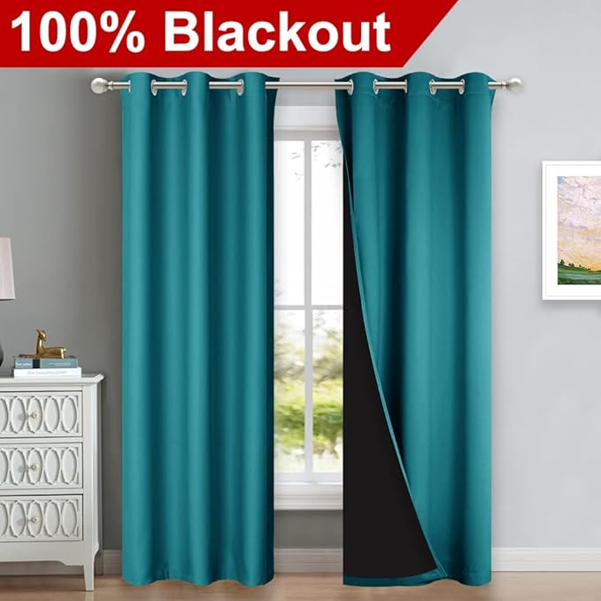 NICETOWN Full Shade Curtain Panels, Forest Green, Pair of Thermal Insulated &