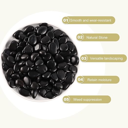 11LB Black River Rocks for Vases 3/8-3/4Inch River Stones Decorative Rocks for Plants Indoor Pebbles for Crafts Decorative Stones Gravels Rocks for Plants Outdoor