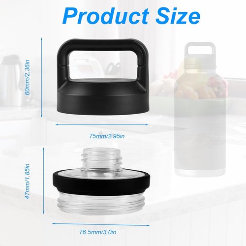 Fits YETI Rambler Bottles 18oz 26oz 36oz 64oz - Replacement Chug Cap & Screw Top Lid Accessories