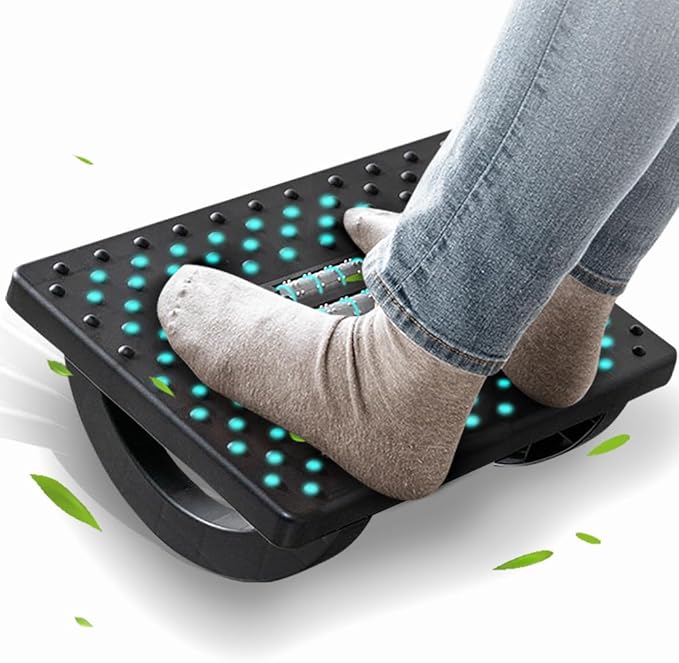 Foot Rest for Under Desk at Work - Ergonomic Foot Stools for Under Office Desk - Rocking Footrest with Roller Massager - Leg Rest for Chair, Computer Gaming -13" L x 9.6" W x 5" H