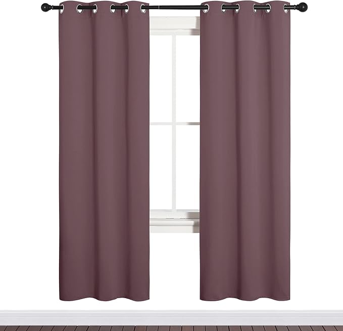 NICETOWN Bedroom Curtain Panels Blackout Draperies, Dry Rose, 1 Pair, 34 by