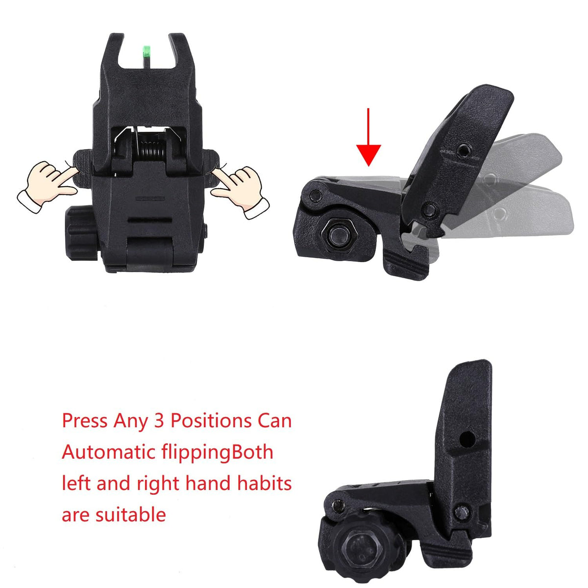 Fiber Optic Sights,Co-Witness Height Red Dot Sight,Front and Rear