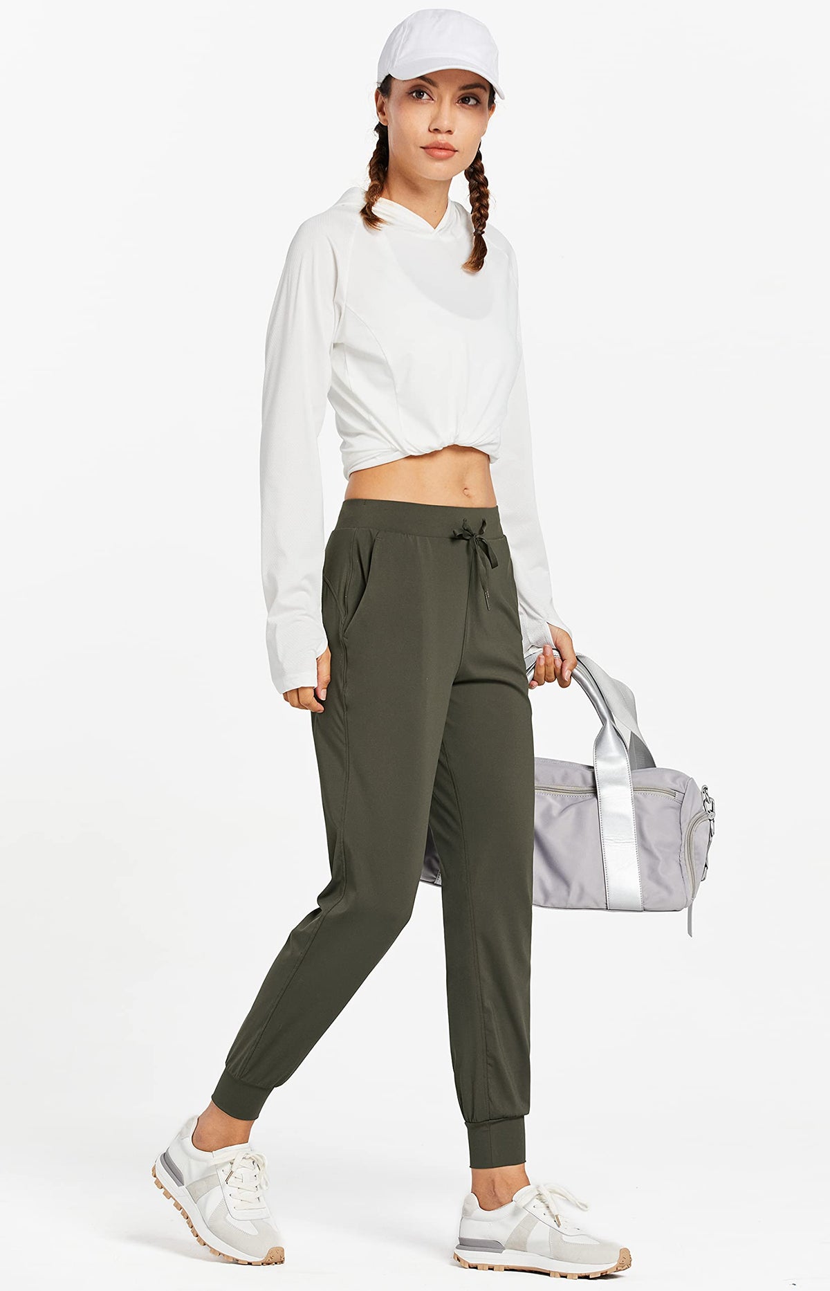 Libin Joggers for Women Tall/Regular/Petite Dance Sweatpants Athletic Workout Trousers Yoga Pants Tapered Casual Teacher Pants for Gym Golf Work Cloths, Olive Green L