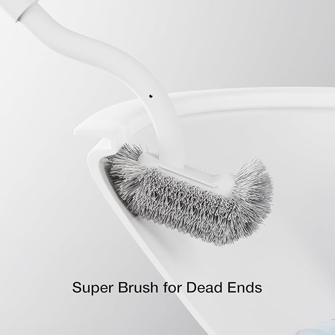 Toilet Cleaner Brush, Diveotree Toilet Brush and Holder for Dead Corner Cleaning, Wall Mounted Toilet Bowl Brush for Bathroom Decor, Toilet Scrubber Brush for Home/Hotel (White, Round-1pack)