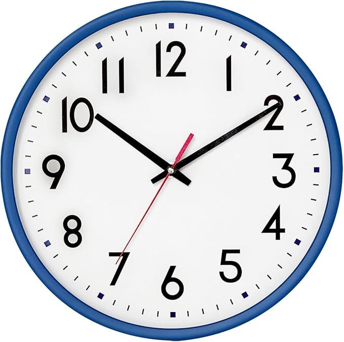 HZDHCLH Wall Clock Blue, Silent Wall Clocks Battery Operated 10 Inch Modern Non