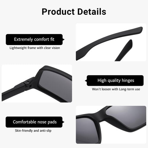 ANRRI Sports Sunglasses for Men Polarized Driving Sunglasses Lightweight Tr90 Frame for Cycling Fishing Running