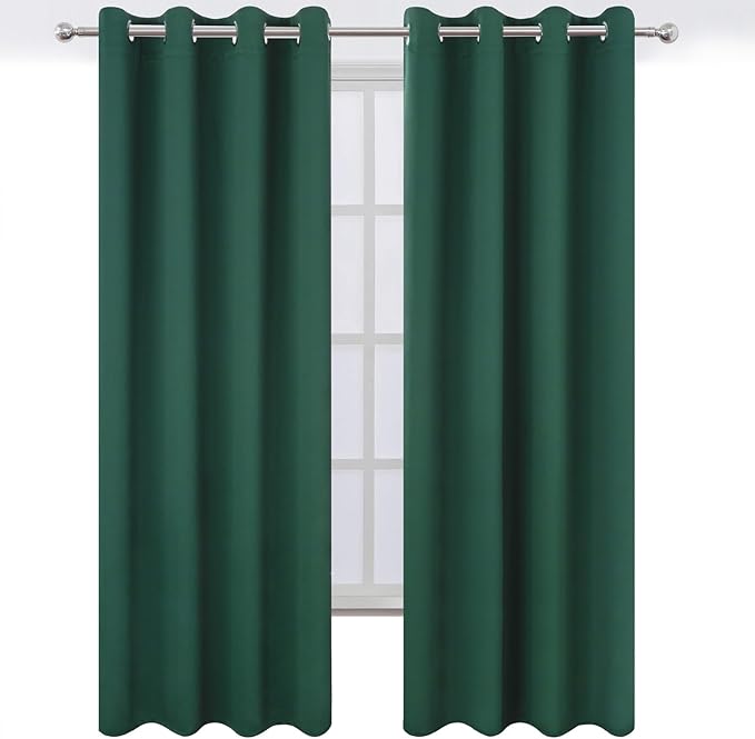 LEMOMO Blackout Curtains 52 x 120 Inch Long Dark Green Curtains Set of 2 Panels