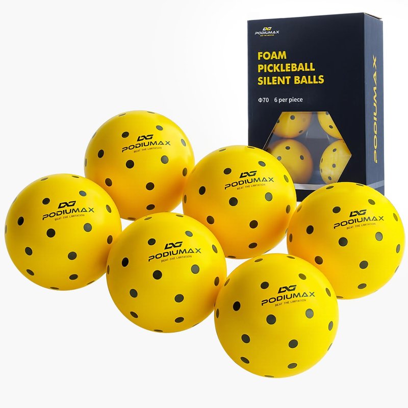 PodiuMax Indoor Pickleball Balls, 6 PCS Quiet Pickleballs, Foam Pickleball for Indoor & Outdoor Practice, Noise Reducing Soft Pickle Balls for All Ground Surfaces