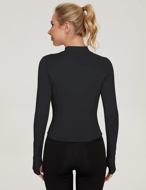 LUYAA Women's Lightweight Zip-Up Workout Jacket - Cropped Athletic Slim Fit Top in Stylish Design