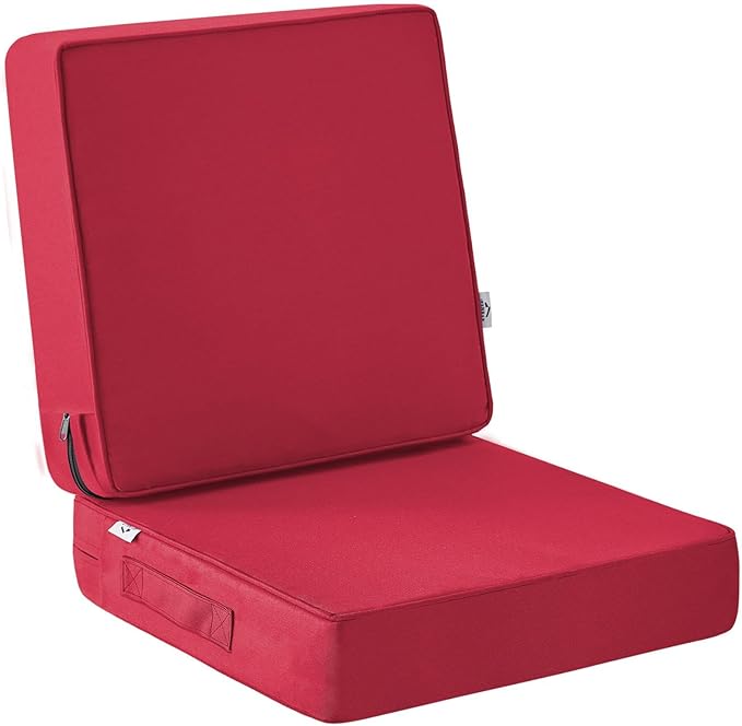 IPYNBAP Outdoor Cushions, Outdoor Chair Cushions 22x22x3 Inch, Cushions for Outdoor Furniture with Removable Cover, Waterproof & Fade Resistant Outdoor Seat Cushions for Patio, Lawn, Burgundy