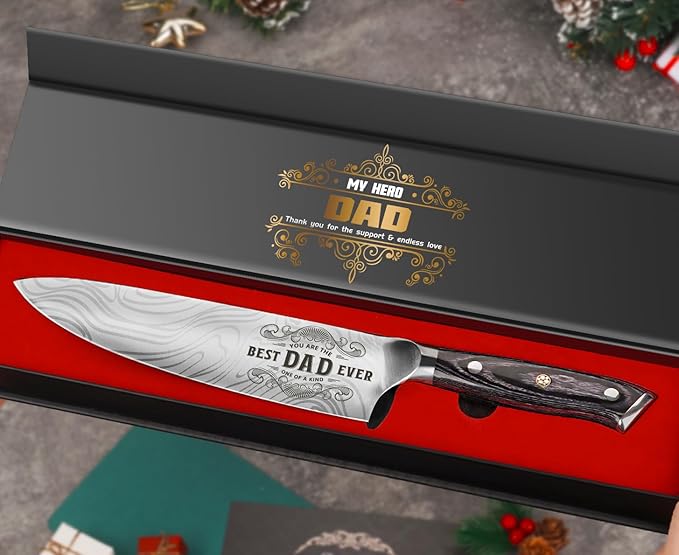 Gifts for Dad Men, Dads Gifts for Dad, Dad Birthday Gift from Daughter Son Kids, 8 inch Pro German 1.4116 Chef Knife, Kitchen Knife Gift Set for Best Dad Father Christmas Xmas Gifts