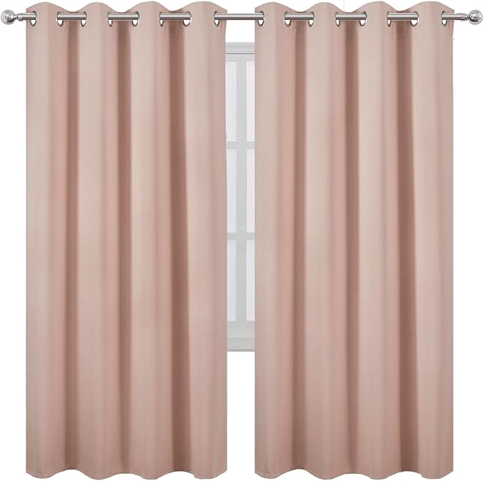 LEMOMO Blush Thermal Blackout Curtains/52 x 72 Inch/Set of 2 Panels Room