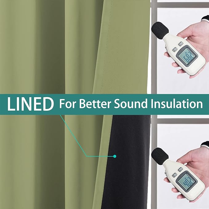 Yakamok 100% Blackout Curtains Energy Saving Thermal Insulated 2 Thick Layers