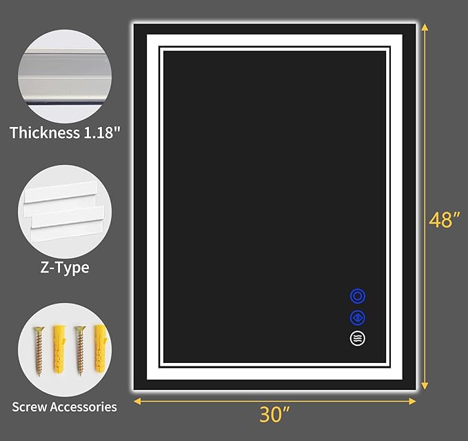 40"x30" LED Bathroom Mirror