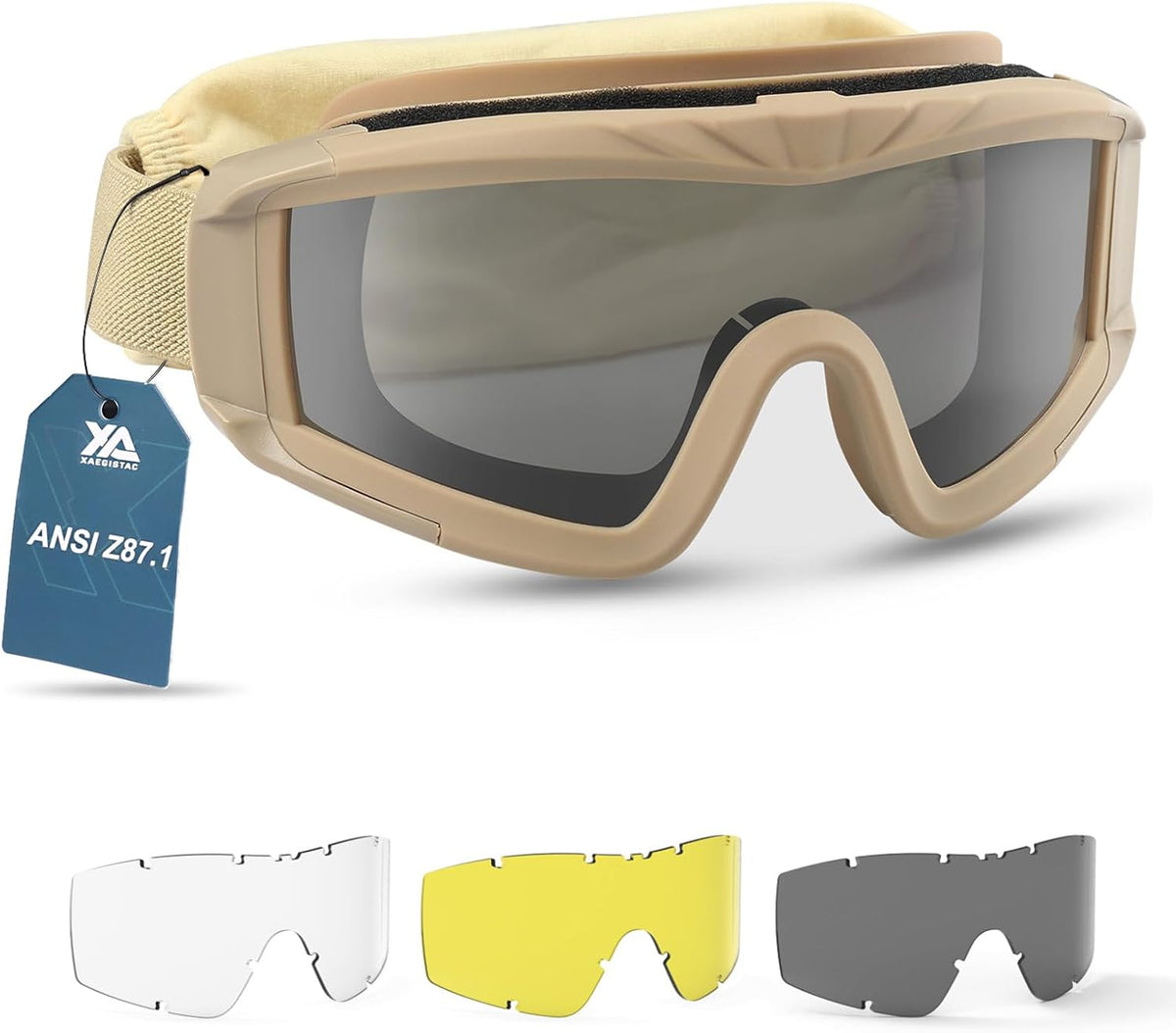 xaegistac Airsoft Goggles Tactical Safety Goggles Anti Fog Glasses Hunting Cycling