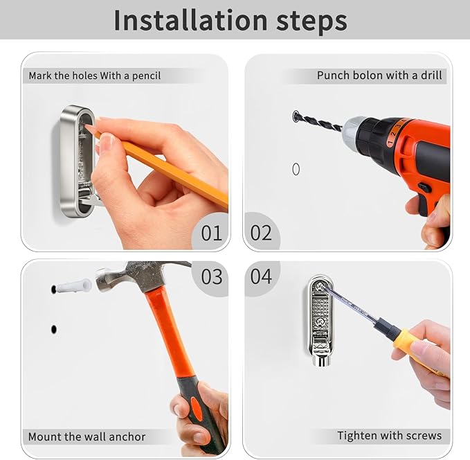 2PCS Foldable Wall Hooks, Flip Down Design