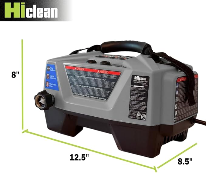 Hiclean Electric Pressure Washer 1800 PSI - Portable Power Washer for Car Detailing, Patios, Fences and Outdoor Cleaning, Compact Design with Foam Cannon, Turbo and Fan Nozzles, ETL Certified