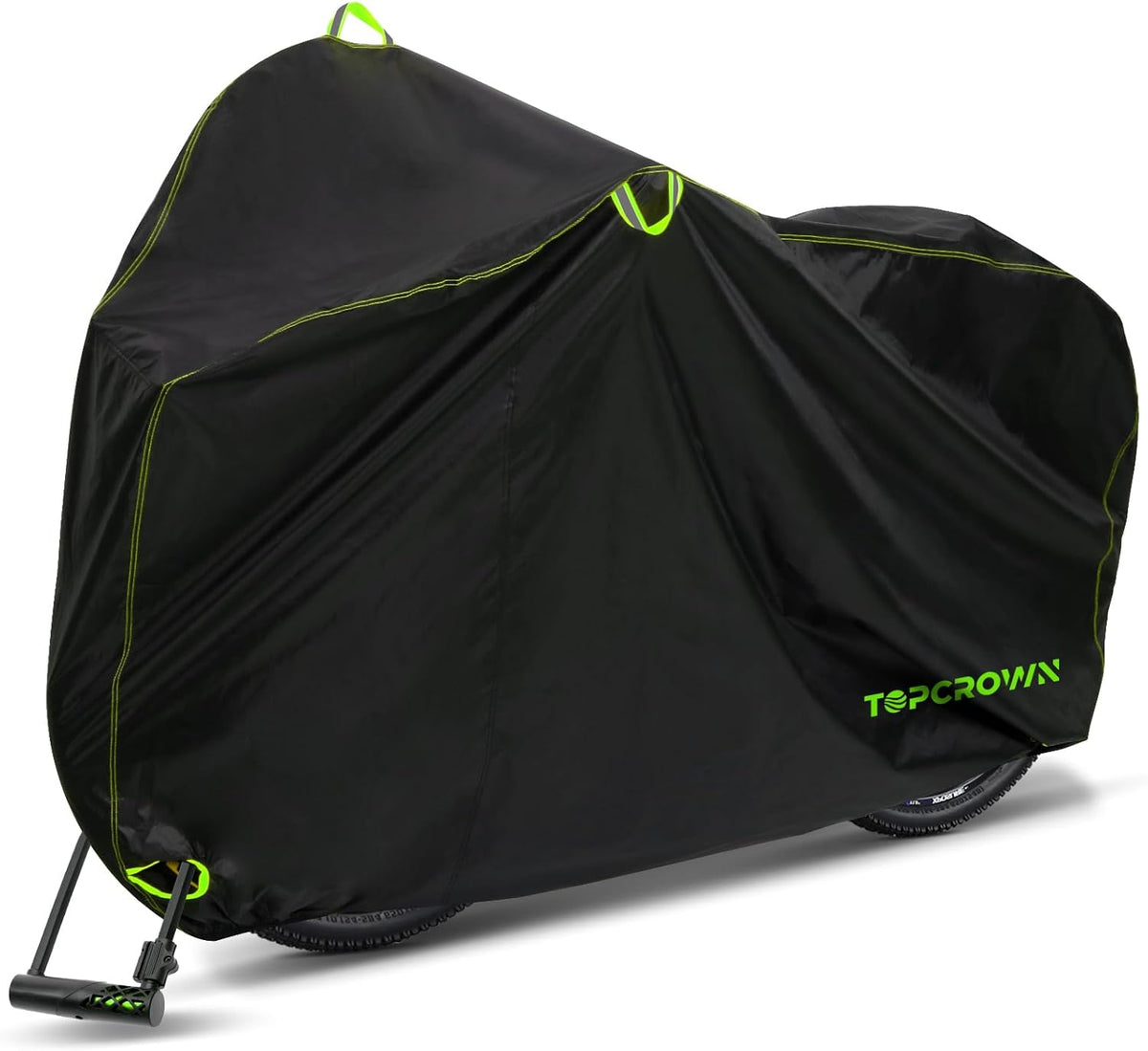 Topcrown Waterproof Bike Cover - Outdoor Storage for 1 Bike | UV, Dust & Wind Proof, XL Size (Black & Green)